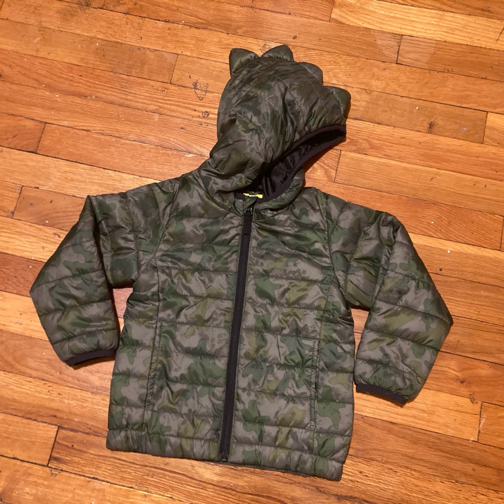 Okie Dokie Green Camouflage Puffer Jacket